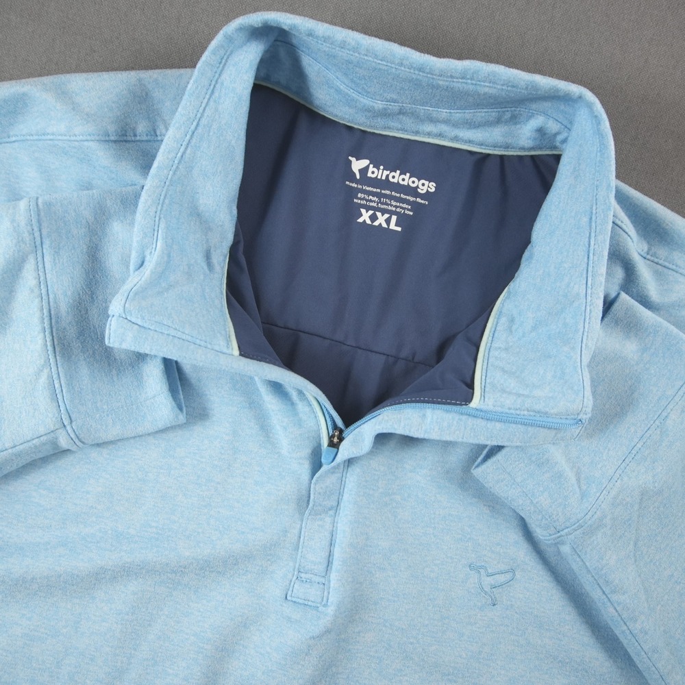Birddogs 1/4 Zip Pullover Mens XXL Blue Heathered Performance Long Sleeve